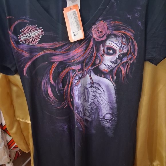 Harley-Davidson Women's Black and Purple Graphic Tee - Picture 2 of 5